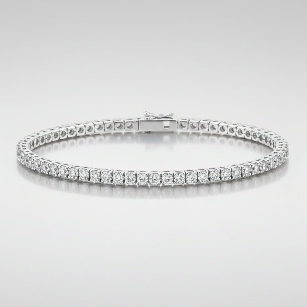 18ct white gold lab grown diamond tennis bracelet with 3.00 carats, handcrafted by Cassim & Co., Johannesburg