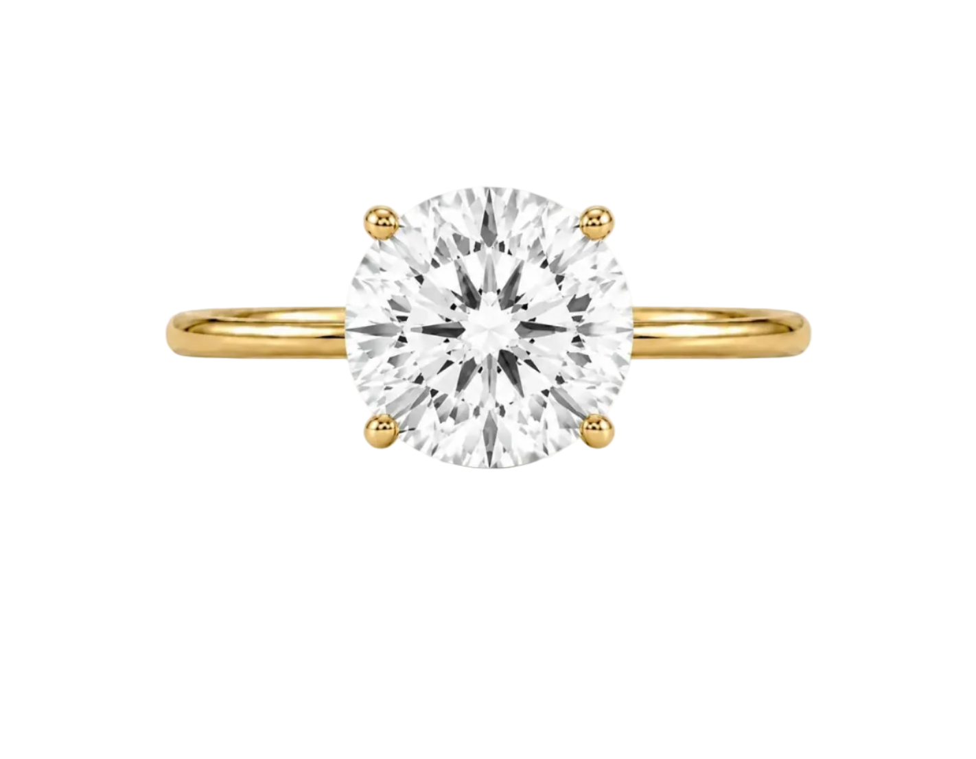 9ct yellow gold solitaire engagement ring with 2.00ct round brilliant lab grown diamond in four-prong setting