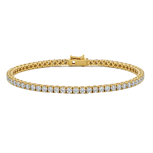 9ct yellow gold lab grown diamond tennis bracelet with 2.00 carats in four-claw setting by Cassims & Co.