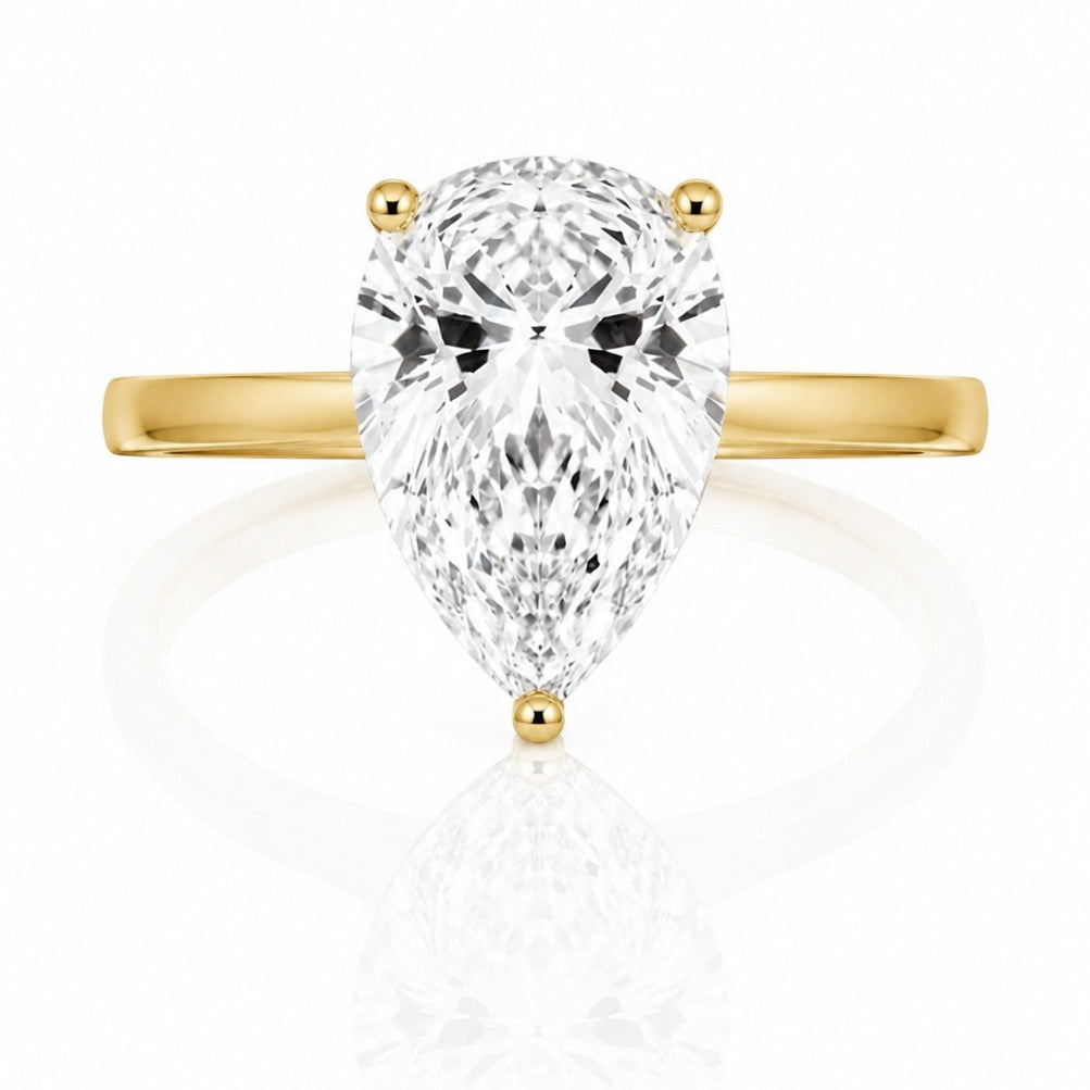 9ct Yellow Gold 2.00ct Pear Shape Lab Grown Diamond Solitaire Engagement Ring (LR29)