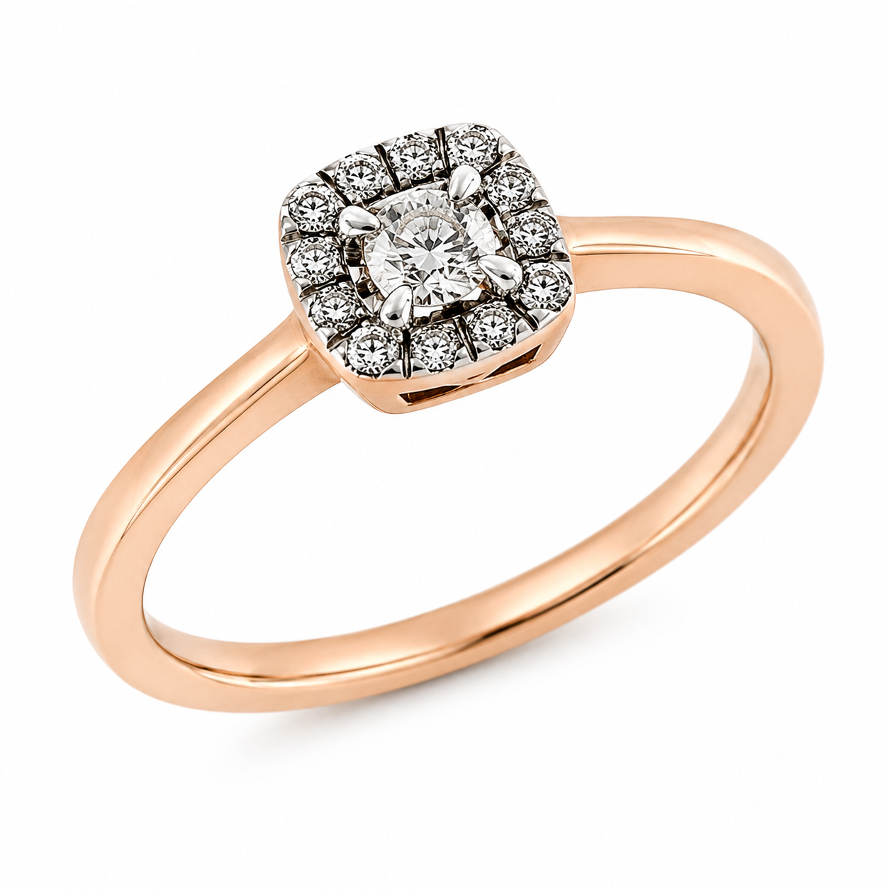 9ct Rose Gold Solitaire Cushion Diamond Engagement Ring 1102071