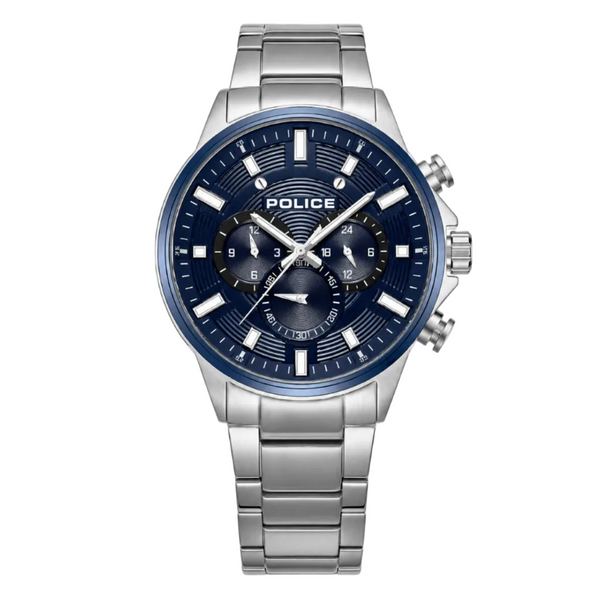 Police Kismet Quartz Multifunction Blue Dial Stainless Steel Watch (PEWJK2195140)