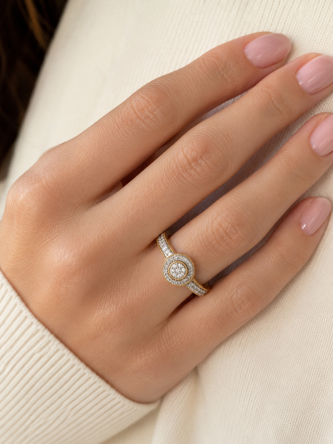 9ct Yellow Gold Round Cut Diamond Ring 1102268 - Cassim & Co South Africa