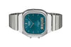 Casio Vintage AQ-240E Dual Time Quartz Ana-Digi Teal Dial Stainless Steel Watch (AQ-240E-3ADF)