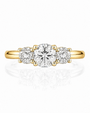 9ct yellow gold trilogy ring with three graduated round lab-grown diamonds, front view