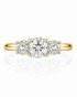 9ct yellow gold trilogy ring with three graduated round lab-grown diamonds, front view