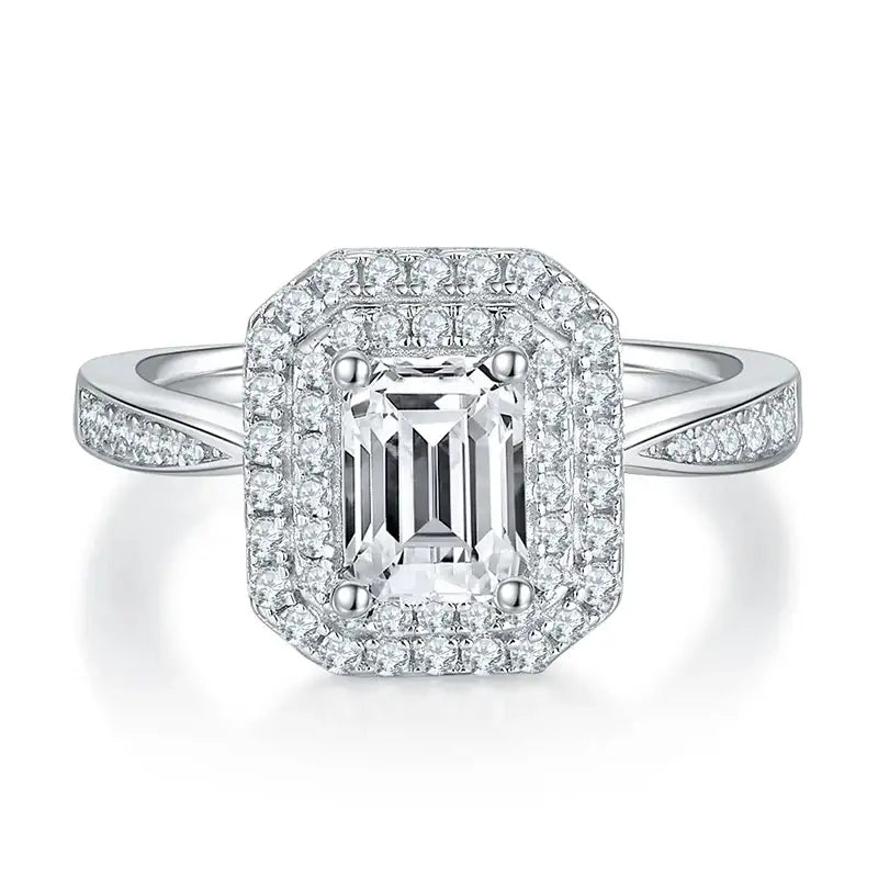 1ct Emerald Pavé Moissanite Ring – MO78 - Cassim & Co South Africa