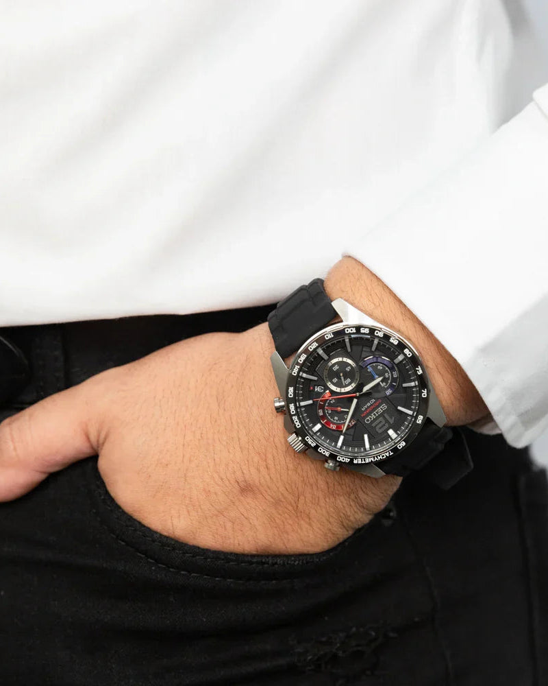 Seiko SSB347P1 Quartz Chronograph Black Dial Stainless Steel Watch (SSB347P1)