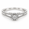 9ct white gold round diamond halo engagement ring with split pavé band by Cassim & Co Johannesburg