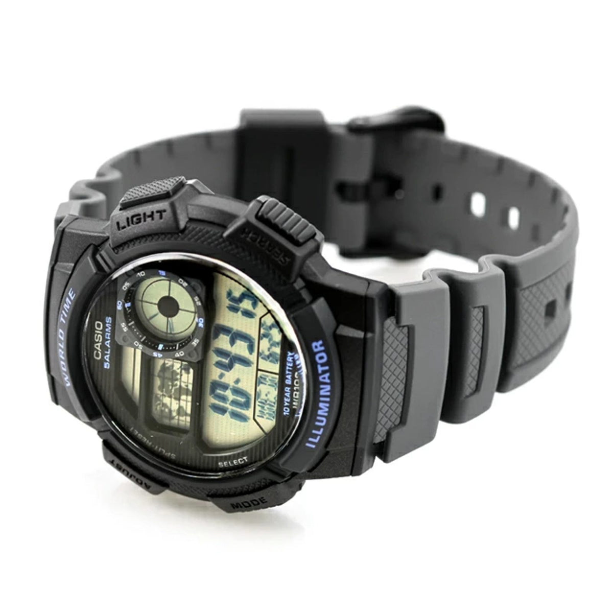 Casio AE-1000W World Time Digital Quartz Grey Resin Watch (AE-1000W-8AVDF)