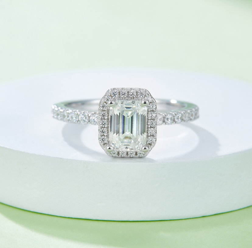 1ct Emerald Cut Moissanite Ring