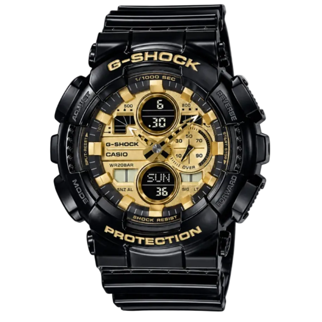 Casio G-SHOCK GA-140GB Analogue-Digital World Time 51.2mm Gold Dial Resin Strap Watch (GA-140GB-1A1DR)