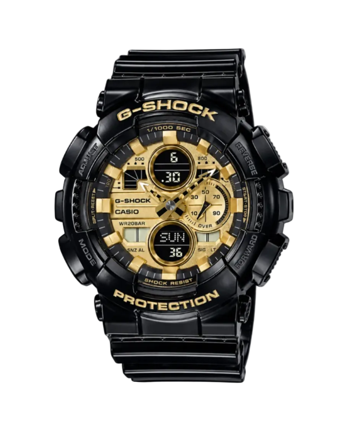 Casio G-SHOCK GA-140GB Analogue-Digital World Time 51.2mm Gold Dial Resin Strap Watch (GA-140GB-1A1DR)