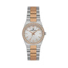 Daniel Klein DK.1.13949-6 women's quartz watch with two-tone rose gold and stainless steel bracelet, silver textured dial, and crystal-set bezel
