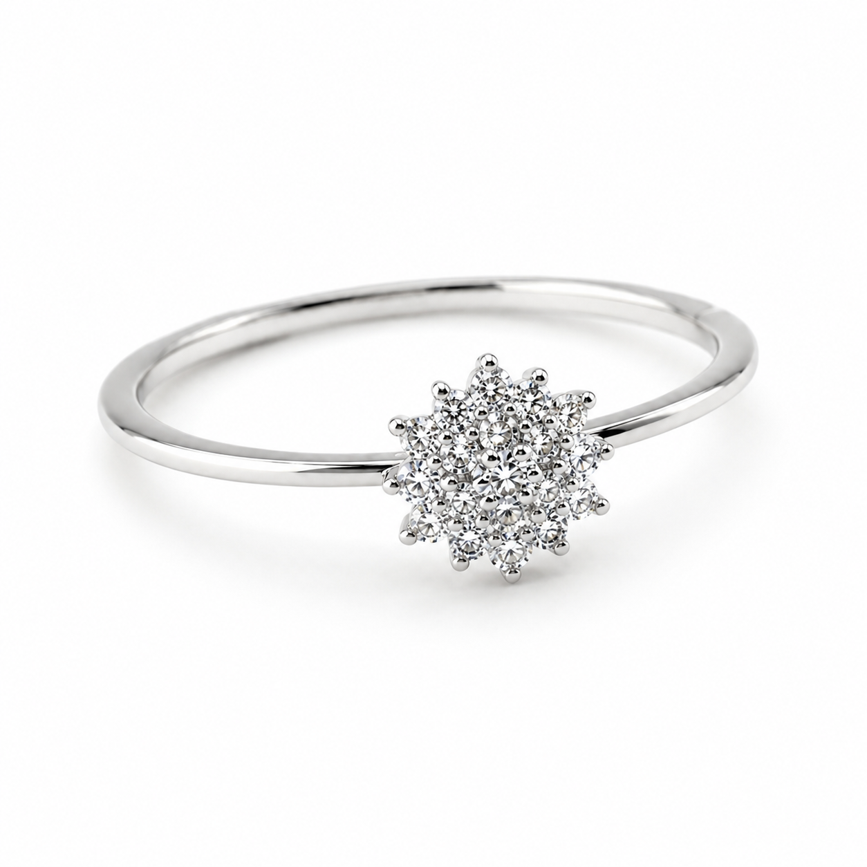 9ct White Gold Flower Cluster Diamond Engagement Ring 1102305 - Cassim & Co South Africa