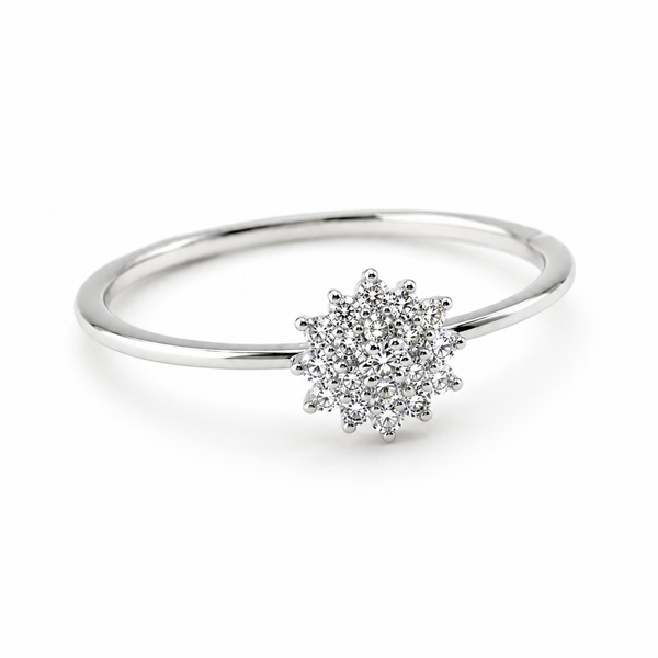 9ct White Gold Flower Cluster Diamond Engagement Ring 1102305