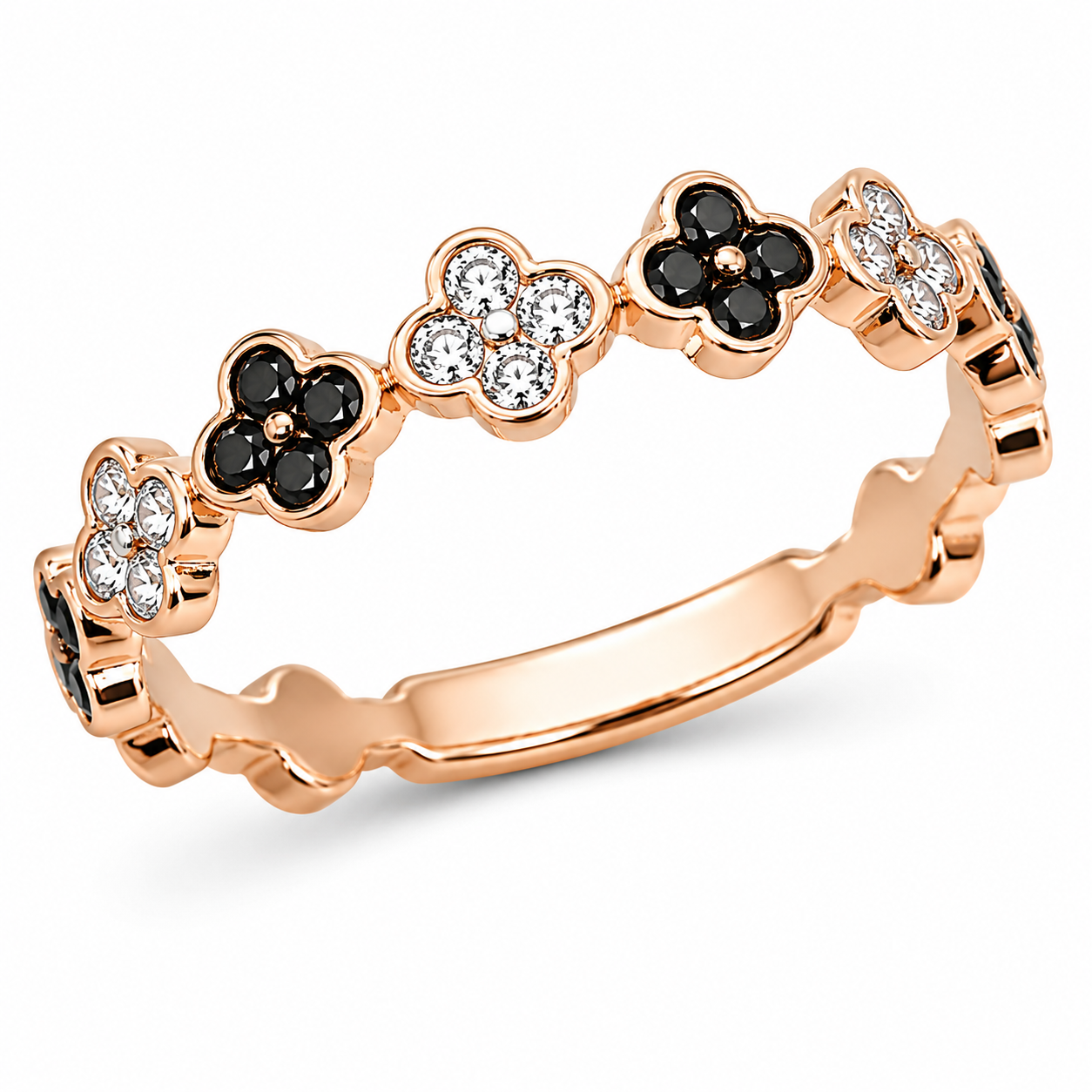 9ct Rose Gold Black & White Diamond Band 1102263