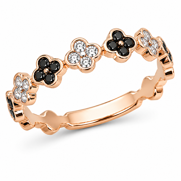 9ct Rose Gold Black & White Diamond Band 1102263