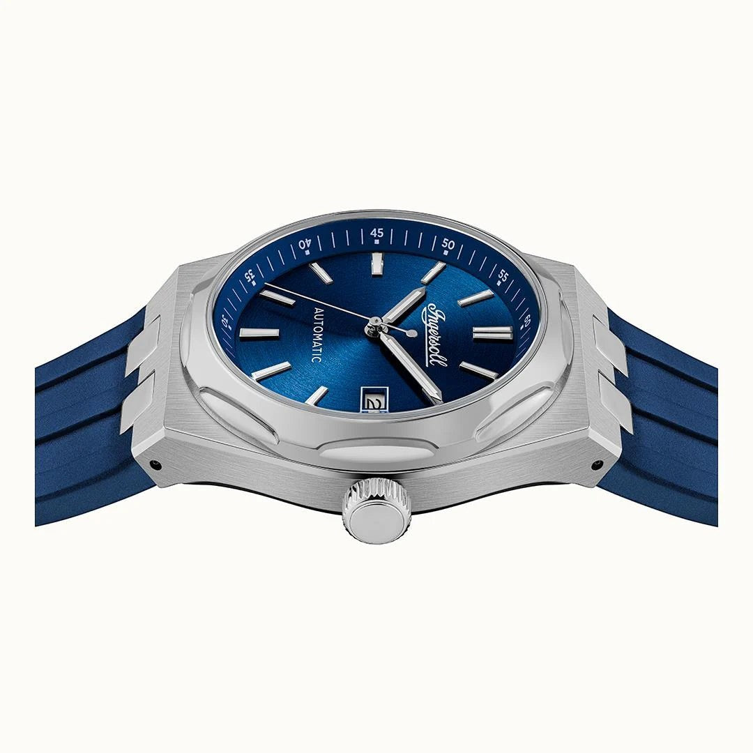 Ingersoll The Rider Automatic Blue Dial Stainless Steel Polyurethane Strap Watch (I16802) - Cassim & Co South Africa