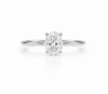 9ct white gold 1.5ct oval lab grown diamond solitaire engagement ring with four claw setting on plain polished band