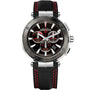 Michel Herbelin Newport Chronograph 37688/AG44 stainless steel watch with black dial, red accents, and textile strap