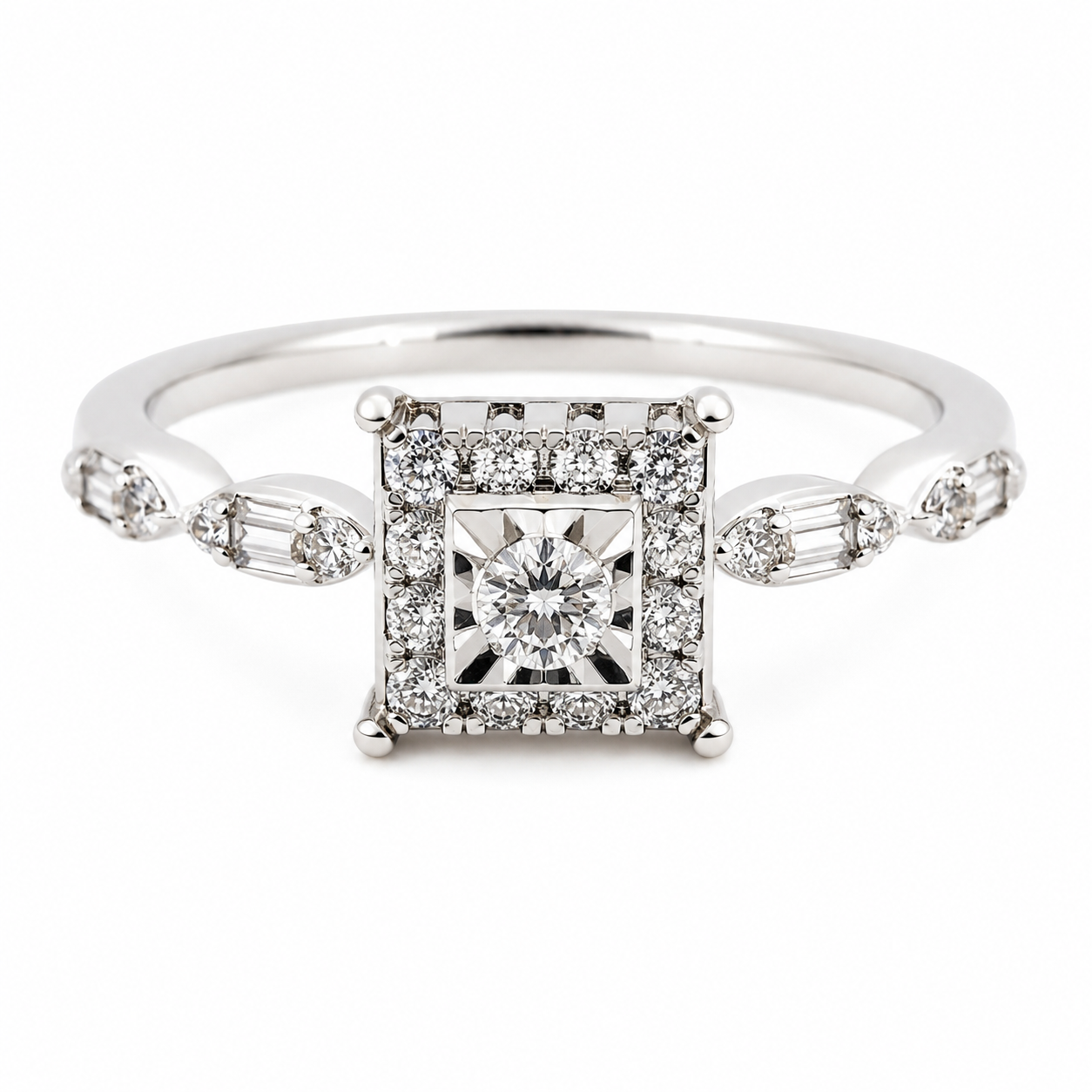 9ct White Gold 4 Claw Diamond Engagement Ring 1102205