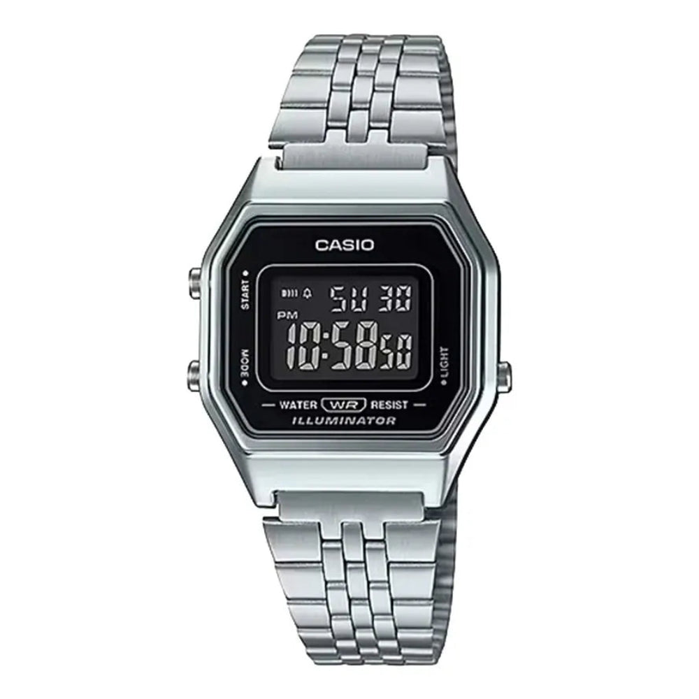 Casio LA680WA-1BD Retro Digital Quartz Black Dial Stainless Steel Watch (LA680WA-1BD)