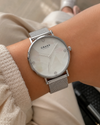 Obaku Mosaik Quartz White Mother of Pearl Dial Stainless Steel Mesh Watch (V268LXCWMC)