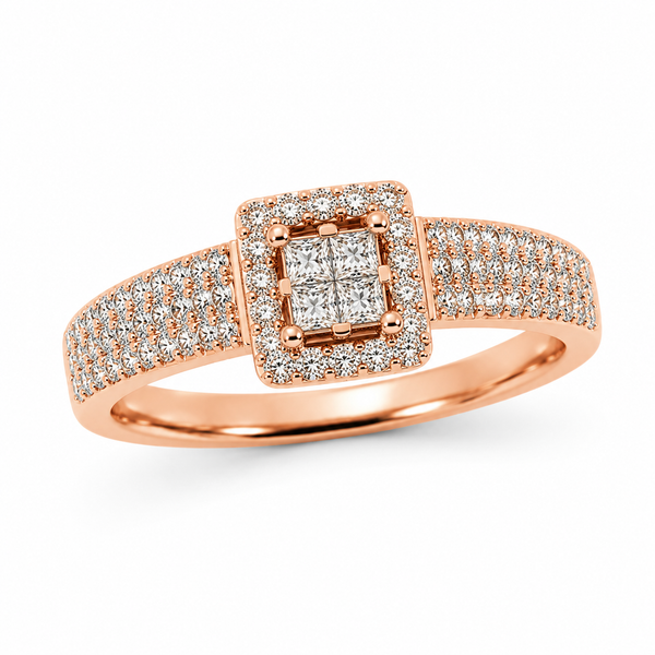 9ct Rose Gold Cluster Diamond Engagement Ring 1102074