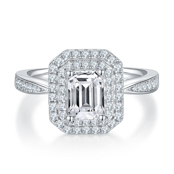 1ct Emerald Pave Moissanite Ring