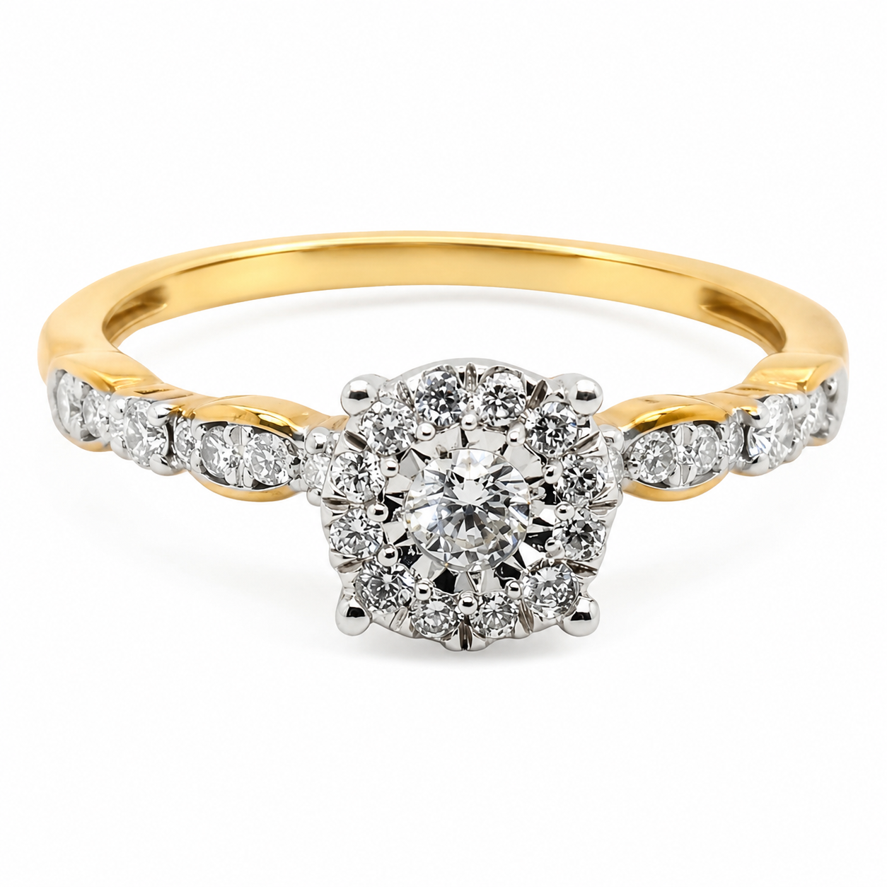 9ct Yellow Gold Round Cluster Diamond Ring 1102157