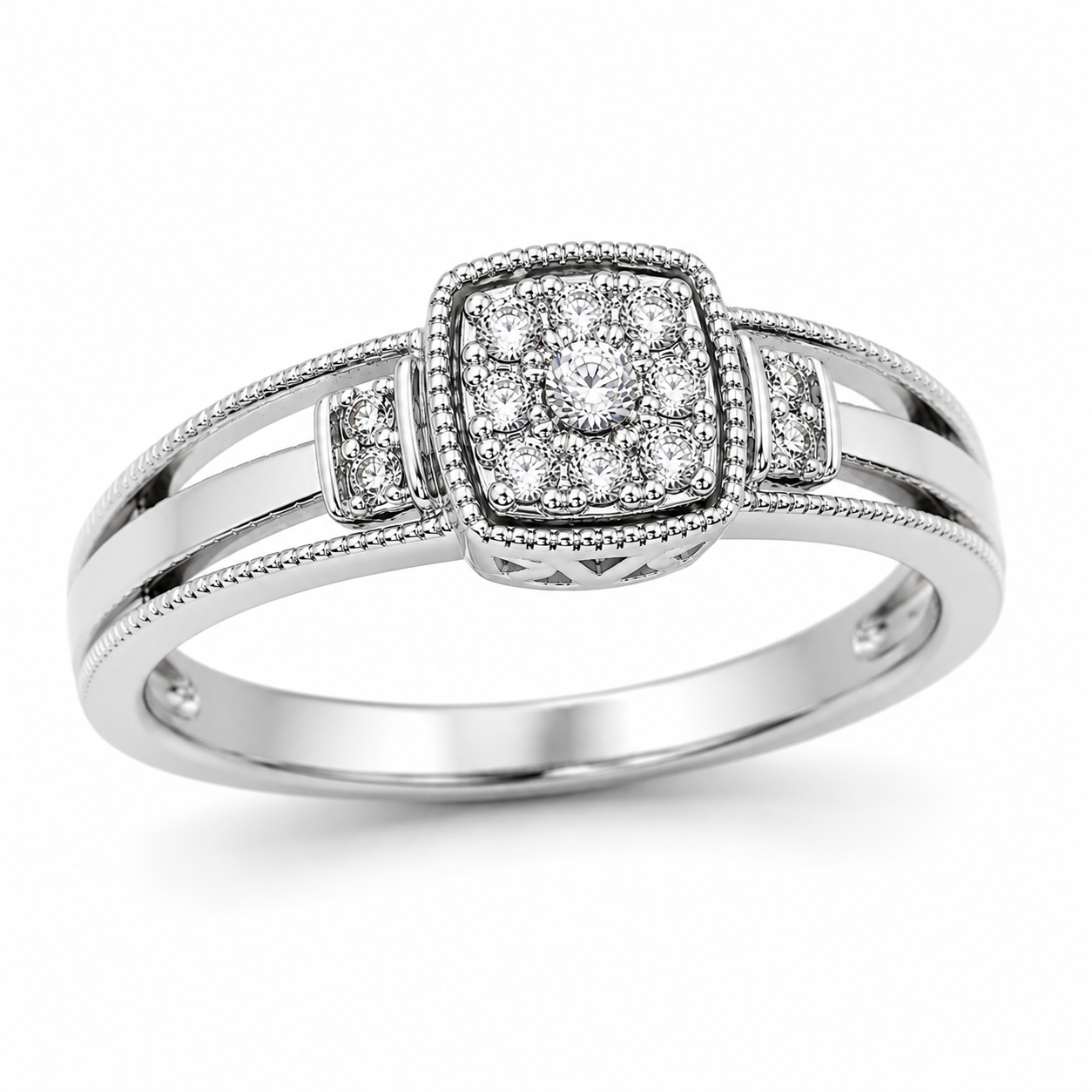 9ct White Gold Square Cut Diamond Ring 1102259