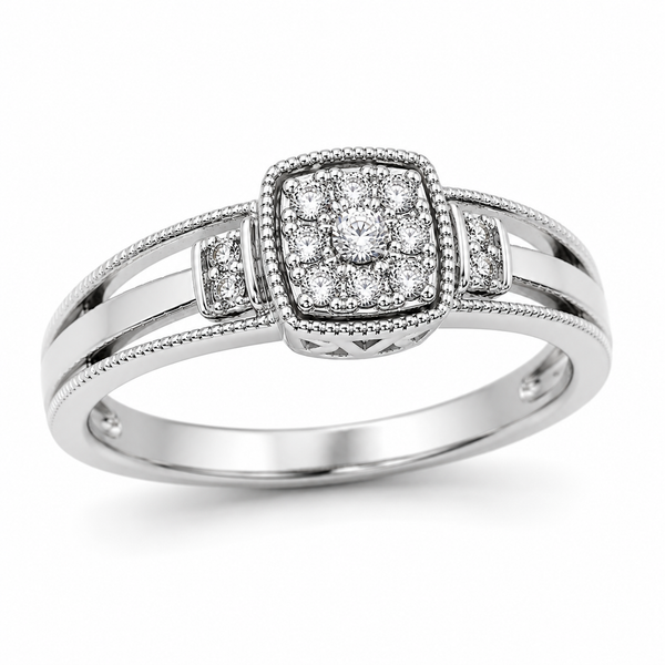 9ct White Gold Square Cut Diamond Ring 1102259