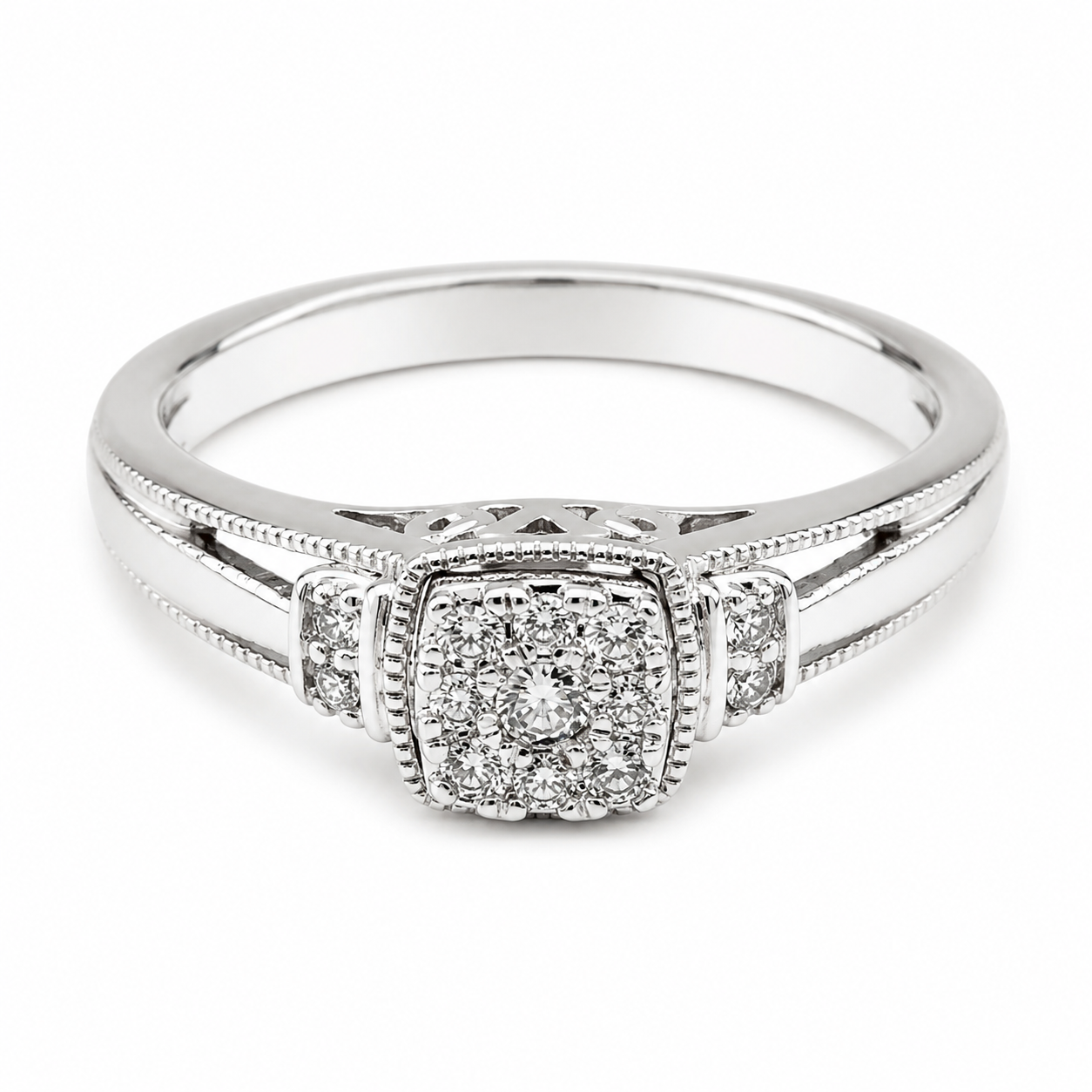 9ct White Gold Square Cut Diamond Ring 1102259