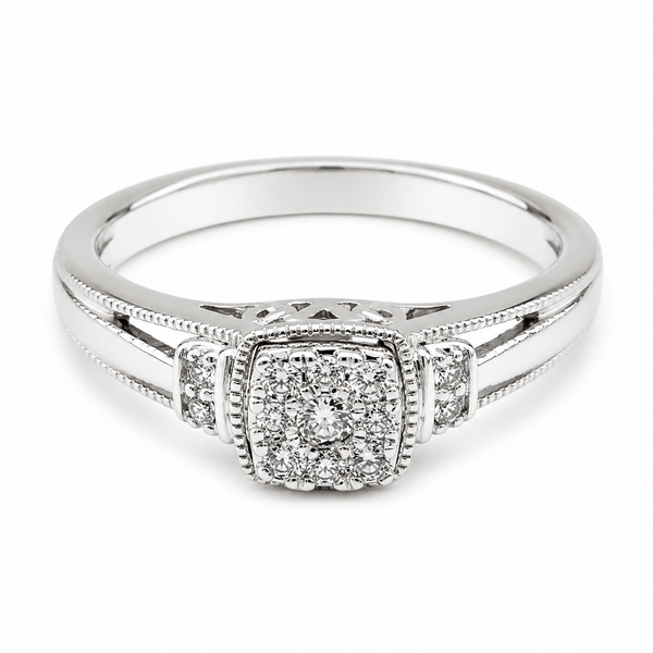 9ct White Gold Square Cut Diamond Ring 1102259