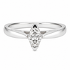 9ct white gold marquise cut diamond solitaire engagement ring on white background