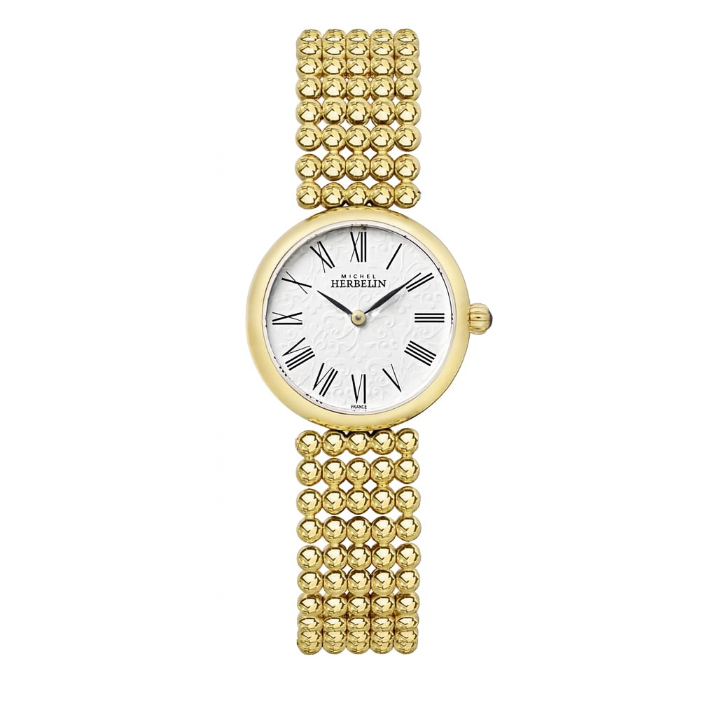 Michel Herbelin Perles 16873BP08 — 24mm Gold PVD Bead Bracelet