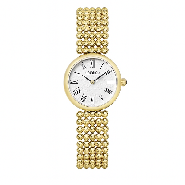 Michel Herbelin Perles 16873BP08 — 24mm Gold PVD Bead Bracelet