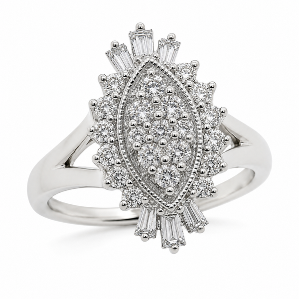 9ct White Gold Vintage Diamond Ring 1102199