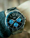 Casio MTP-1374D-2AVDF Quartz Blue & Black Dial Stainless Steel Watch with Day-Date