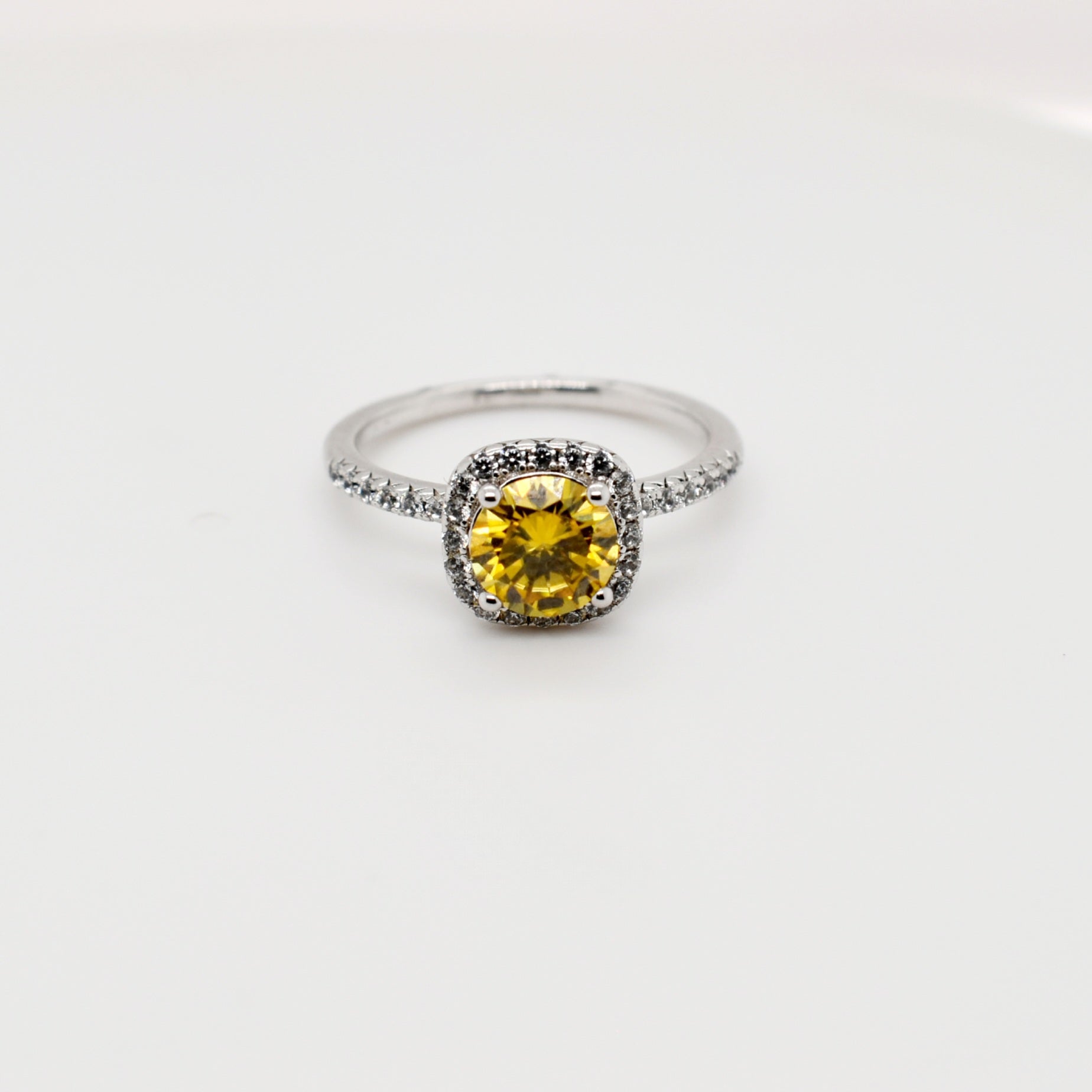 1ct Yellow Cushion Cut Moissanite Ring