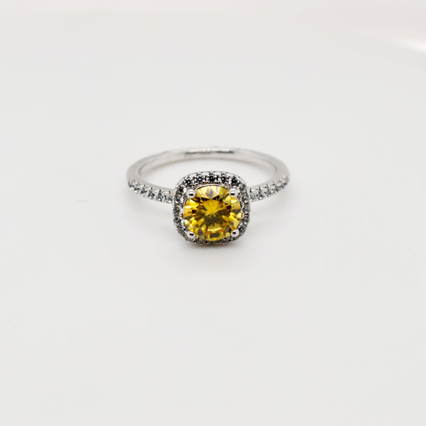 1ct Yellow Cushion Cut Moissanite Ring