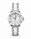 Pre-owned TAG Heuer Formula 1 ladies quartz watch with 34mm stainless steel case, white dial, ceramic and steel bracelet, and rotating bezel