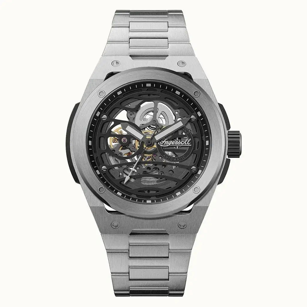Ingersoll Springfield I15203 automatic watch with 48 mm octagonal steel case and skeleton dial