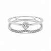 9ct white gold double band engagement ring with bezel-set round diamond and pavé diamond accent band