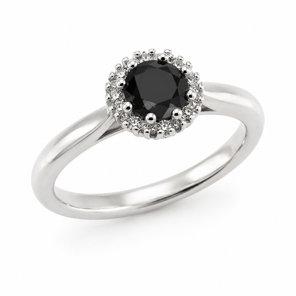 18k White Gold Black Diamond Engagement Ring 1102101