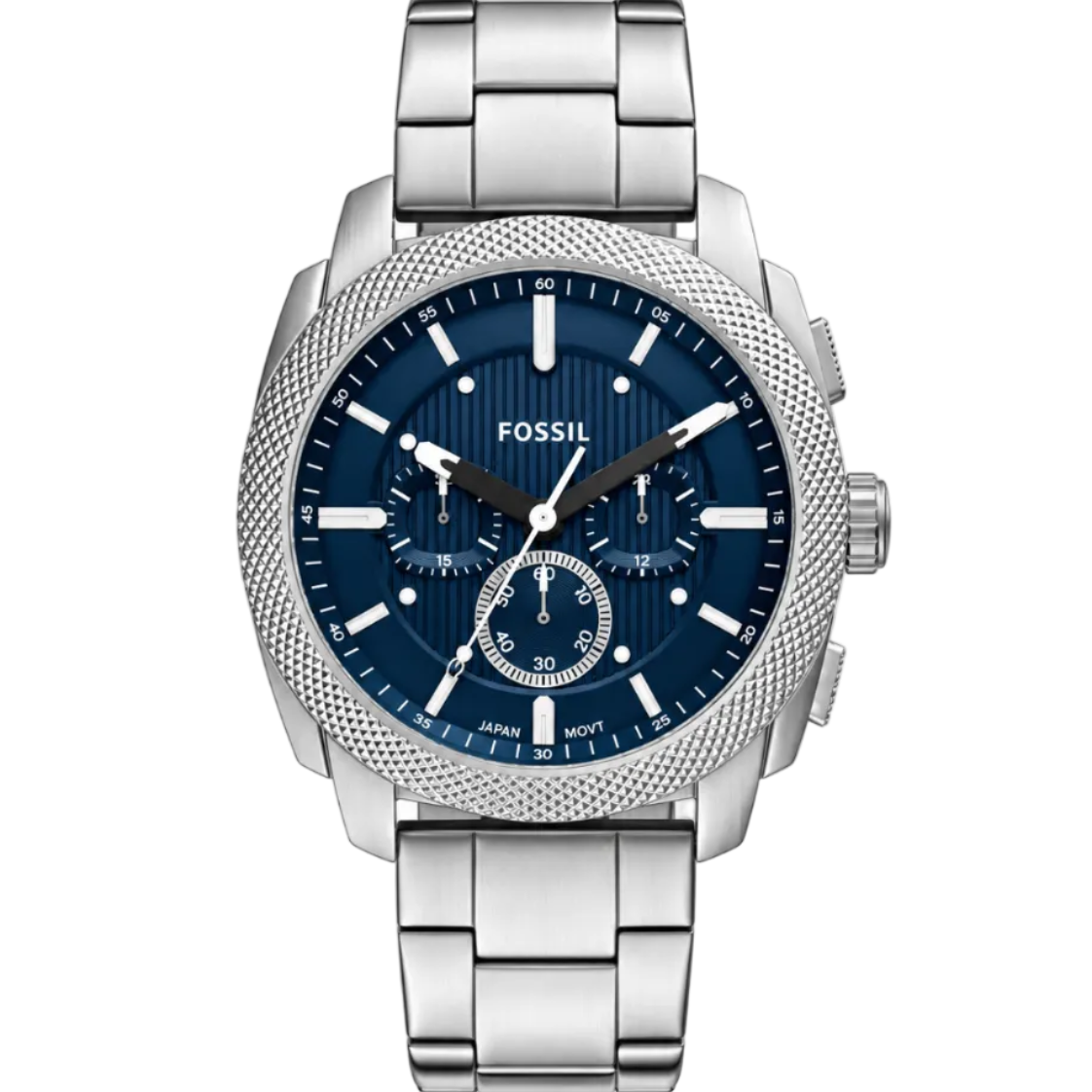 Fossil Machine Chronograph 44mm Blue Dial Steel Bracelet Watch (FS6096)
