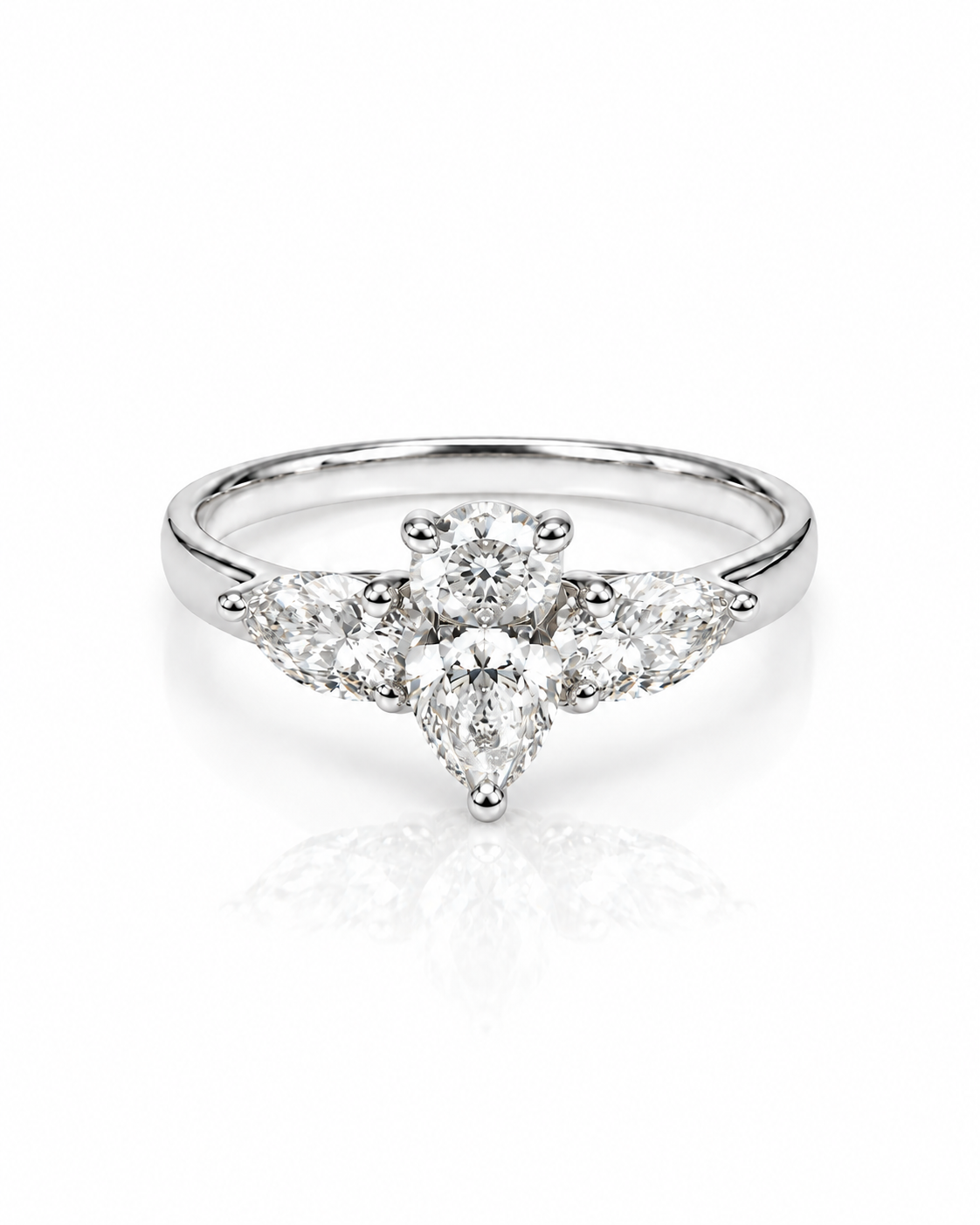 9ct White Gold 1.5ct Pear Shape Lab Grown Diamond Three Stone Engagement Ring (LR45)