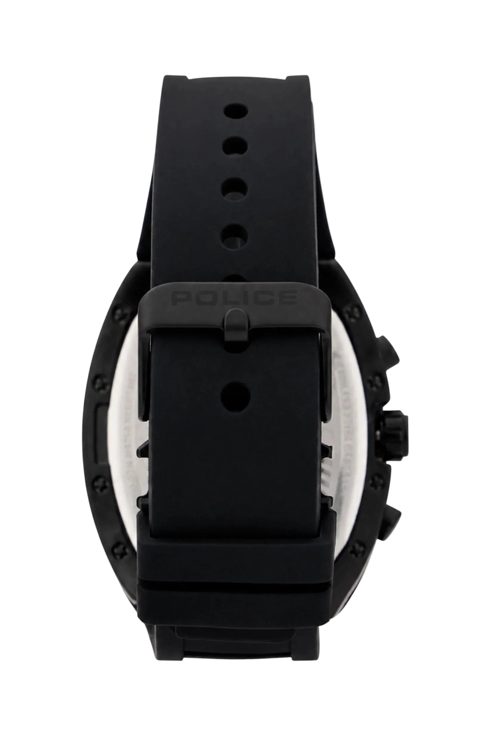 Police Chronograph Quartz Black Dial Tonneau Case Silicone Strap Watch (PEWGQ2240102)