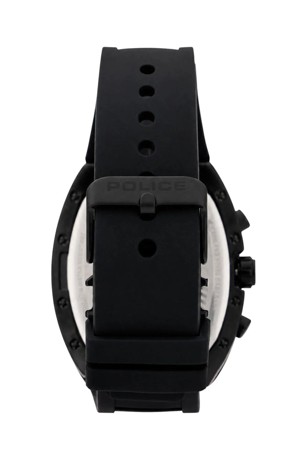 Police Chronograph Quartz Black Dial Tonneau Case Silicone Strap Watch (PEWGQ2240102)